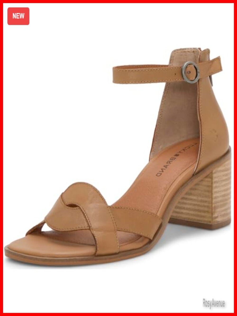 Lucky Brand Sarwa Ankle Strap Heeled Sandal Leather Block Heel Women's